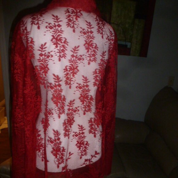 Plus Size Vintage Lace Button-Down Tunic Top –Estimated 22W–24W (2X) - Picture 4 of 8